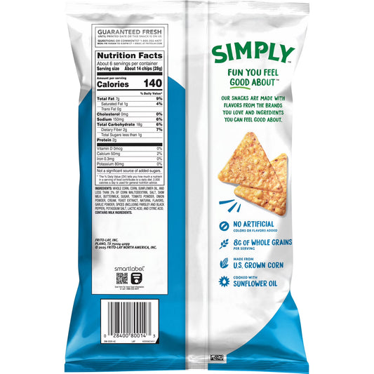 Simply Doritos Zesty Cool Ranch Tortilla Chips, 5.5 oz