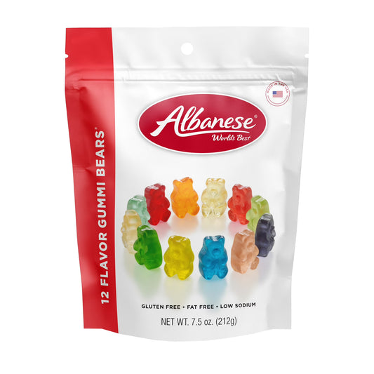 (6 pack) Albanese World’s Best 12 Flavor Gummi Bears, 7.5oz Regular Size, Gluten Free