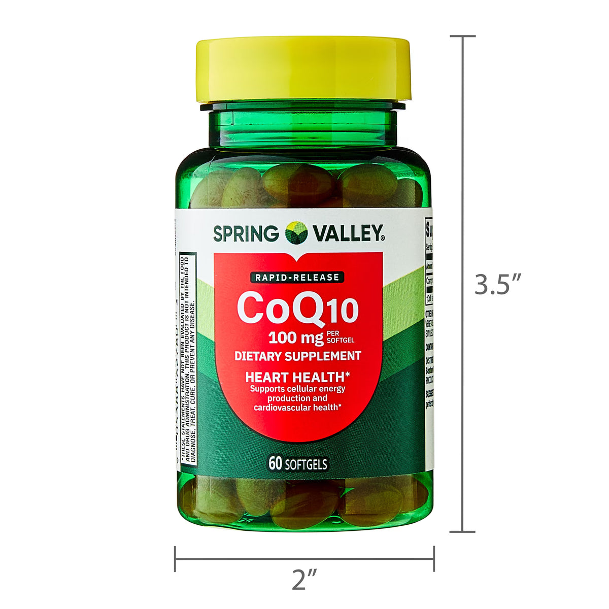 Spring Valley Rapid-Release CoQ10 Heart Health Dietary Supplement Softgels, 100 mg, 60 Count