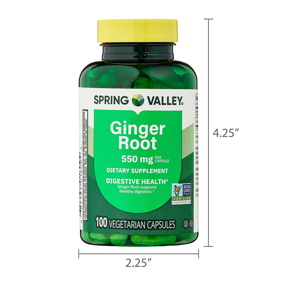 (2 pack) Spring Valley Ginger Root Dietary Supplement Capsules for Digestive Health, 550 mg, 100 Count