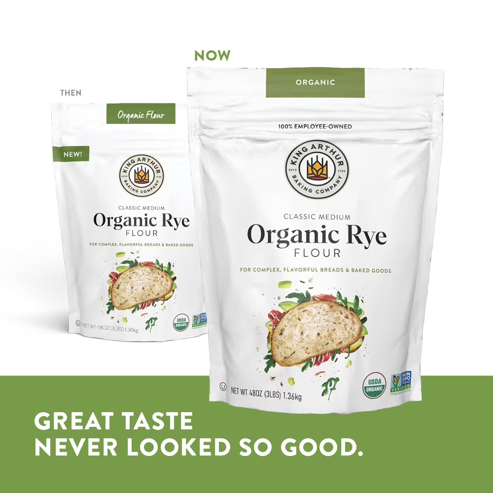 King Arthur Baking Company USDA Organic, Non-GMO Project Verified Classic Medium Rye Flour, 3 lb Bag