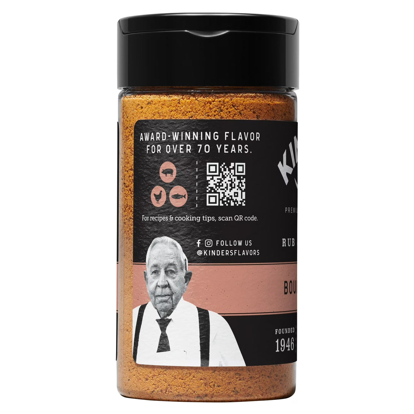 Kinder's Bourbon Peach Rub and Seasoning with Molasses and Ancho Chili, 5.8 oz