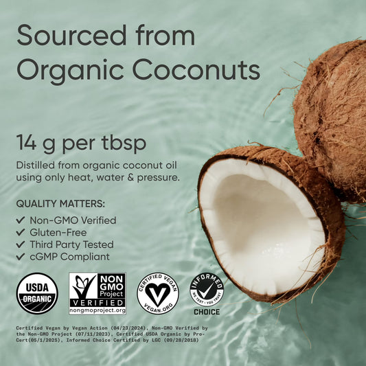 Sports Research 100% Organic MCT Oil - Keto & Vegan MCTs C8, C10 from Coconuts - Flavorless Oil (32oz)