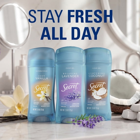 (3 pack) Secret Antiperspirant and Deodorant for Women, Clear Gel, Rose Scent, 3.4 oz