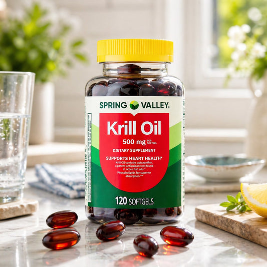 Spring Valley Krill Oil Softgels for Heart Health Support, 500 mg, 120 Count