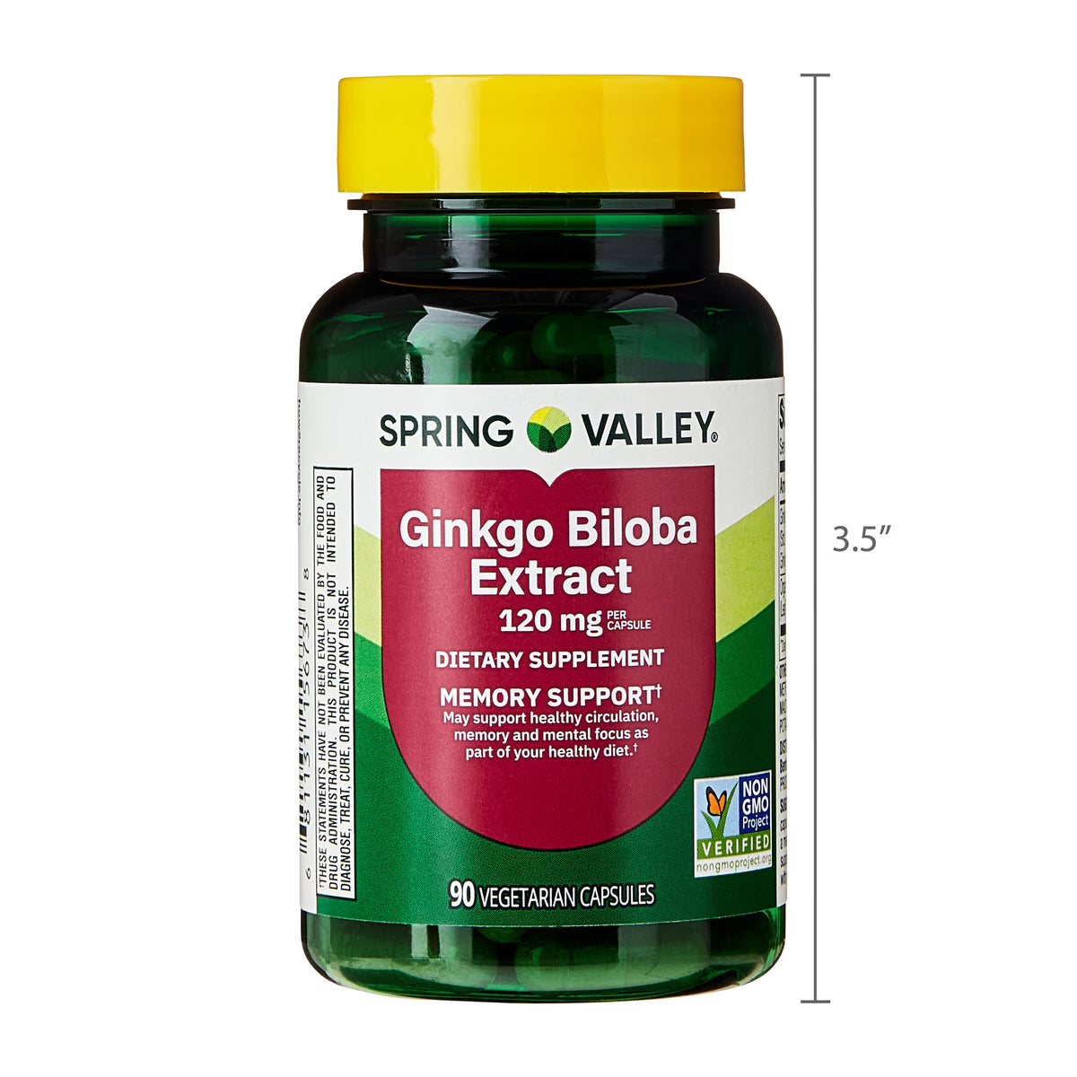 Spring Valley Ginkgo Biloba Extract Dietary Supplement Vegetarian Capsules for Memory Support, 120 mg, 90 Count