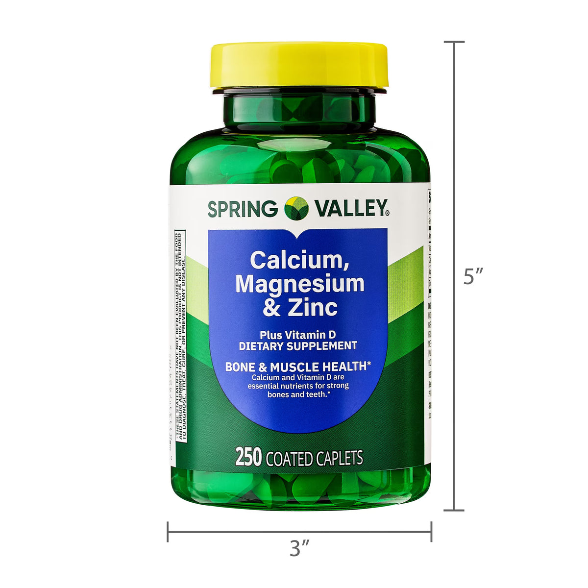 Spring Valley Calcium, Magnesium & Zinc Plus Vitamin D3 Coated Caplets, 250 Count