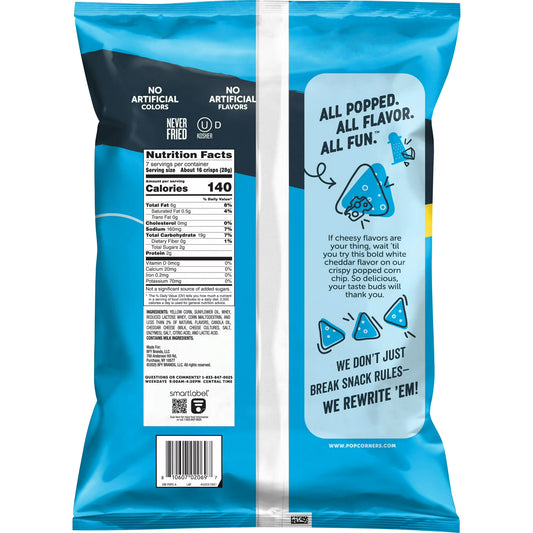 PopCorners No Artificial Colors or Flavors White Cheddar Popped Corn Chips Bag, 7 oz