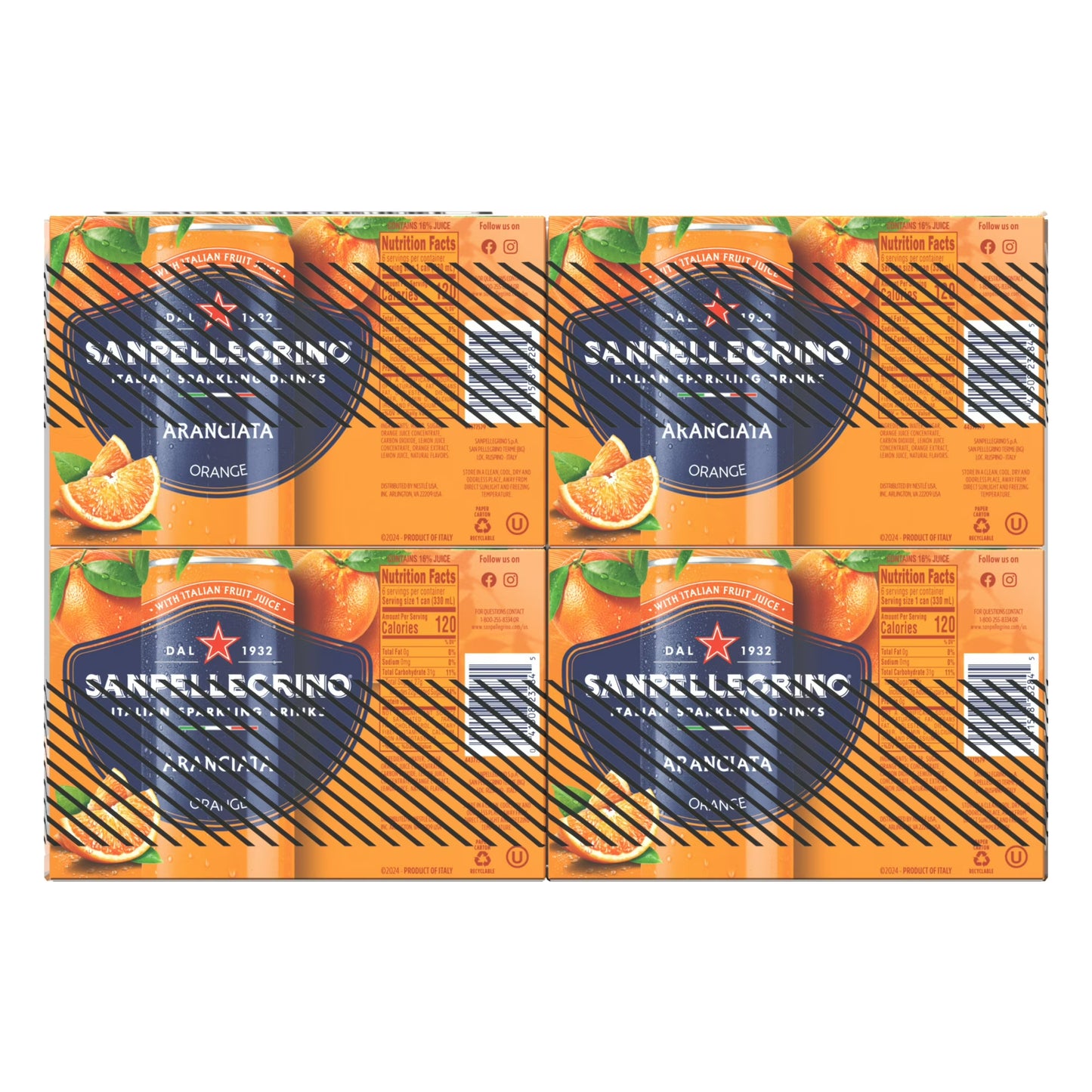 SanPellegrino Soda Italiana Sparkling Orange, 24 Pack Cans