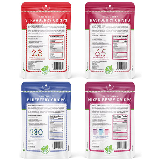 Nature’s Turn Freeze-Dried Very Berry Crisps Variety Pack, No Added Sugar, Healthy Natural Fruit Crisp Snack for School Lunches, 4 Pack (1.2oz Each)