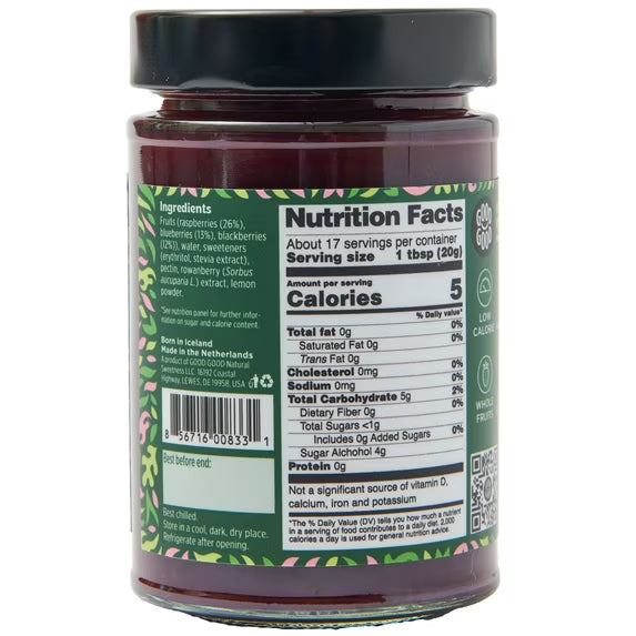 GOOD GOOD Forest Fruits Jam, No Added Sugar, Low Calorie, Keto Friendly, 12 oz, 2 Pack