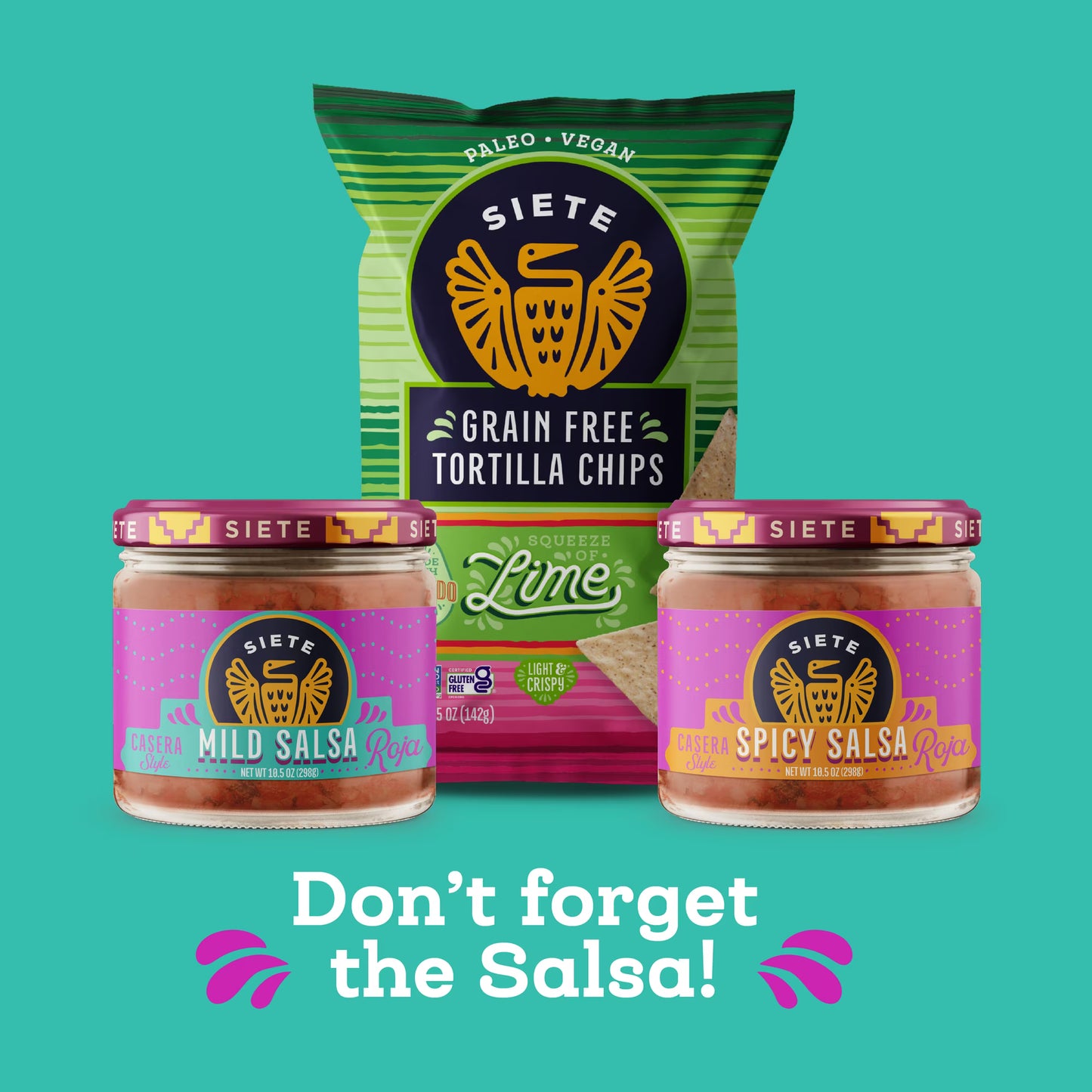 (3 pack) Siete Family Foods, Casera Salsa Roja, Mild, 10.5 oz.