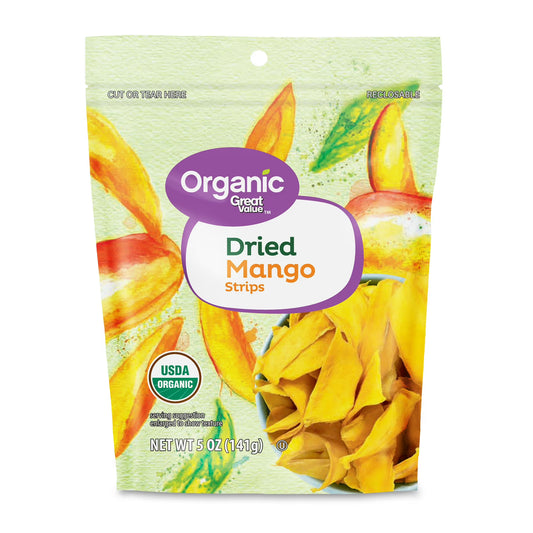 (3 pack) Great Value Organic Dried Mango Strips, 5 oz