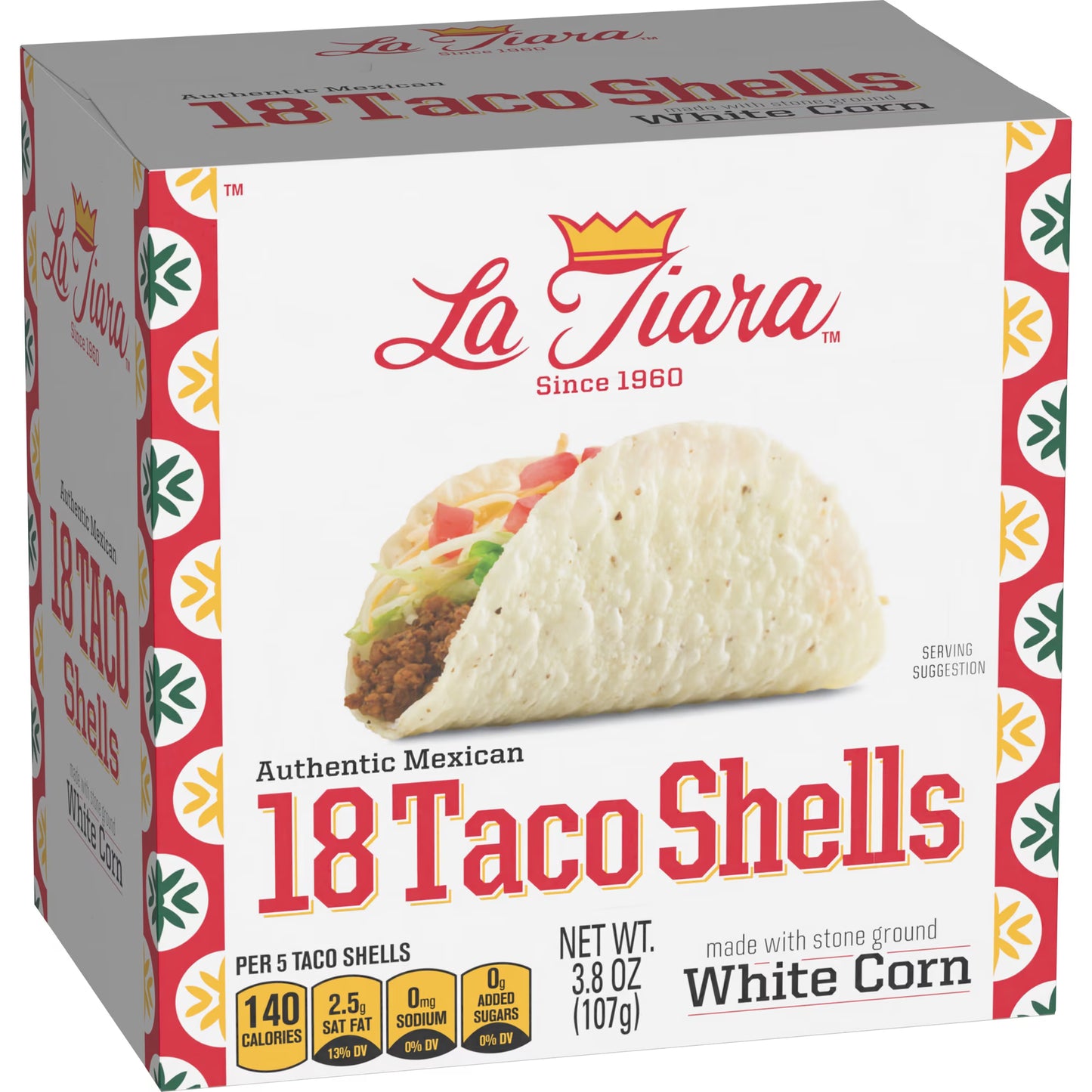 La Tiara Authentic Mexican White Corn Taco Shells, Meal Prep, 18 Count, 3.8 oz