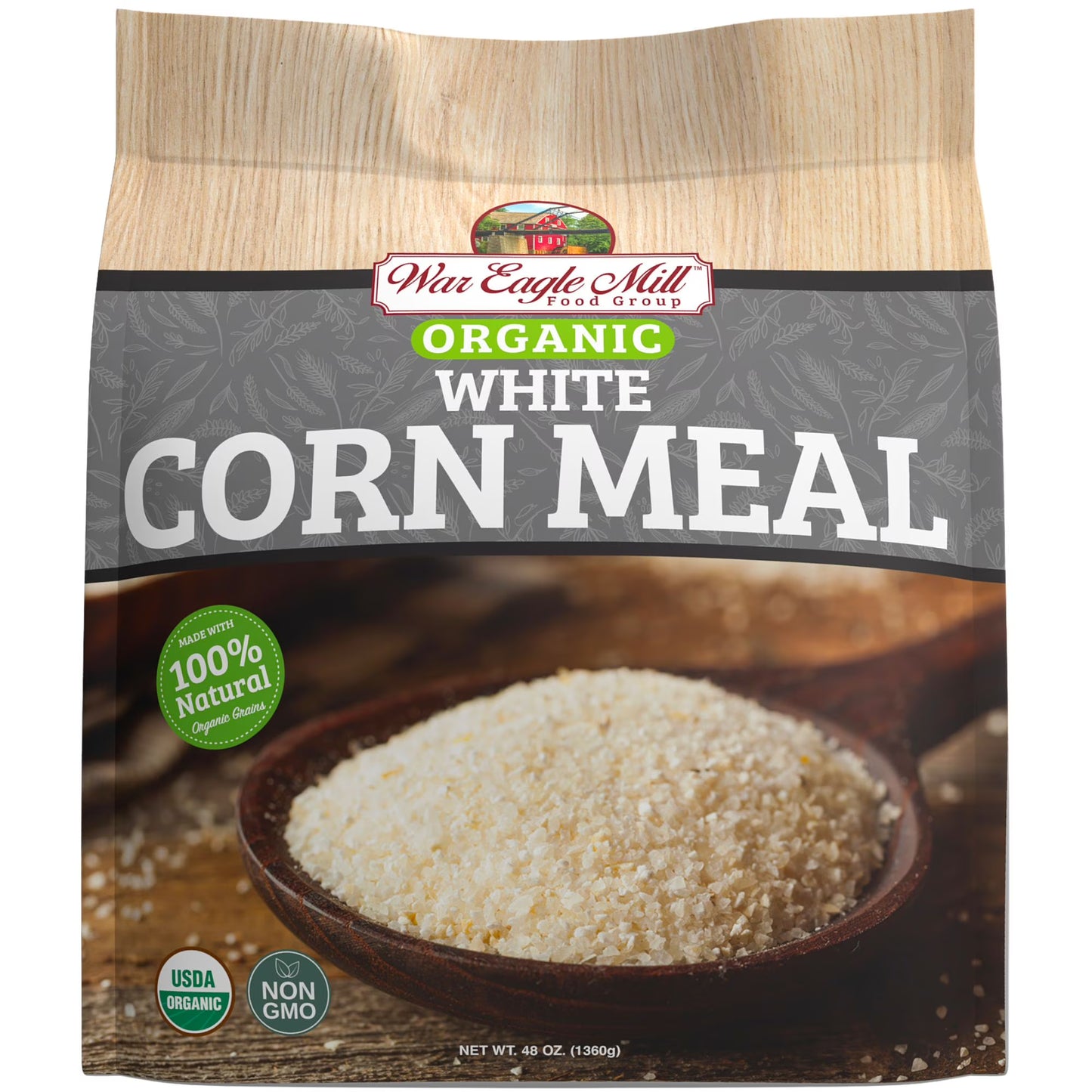 War Eagle Mill Organic White Corn Cornmeal, 48 oz Bag (2-Pack)
