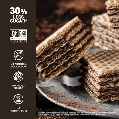 Loacker Quadratini Dark Chocolate, Non-GMO Cream-Filled Bite-Size Wafer Cookies, 8.82 oz, Pack of 6