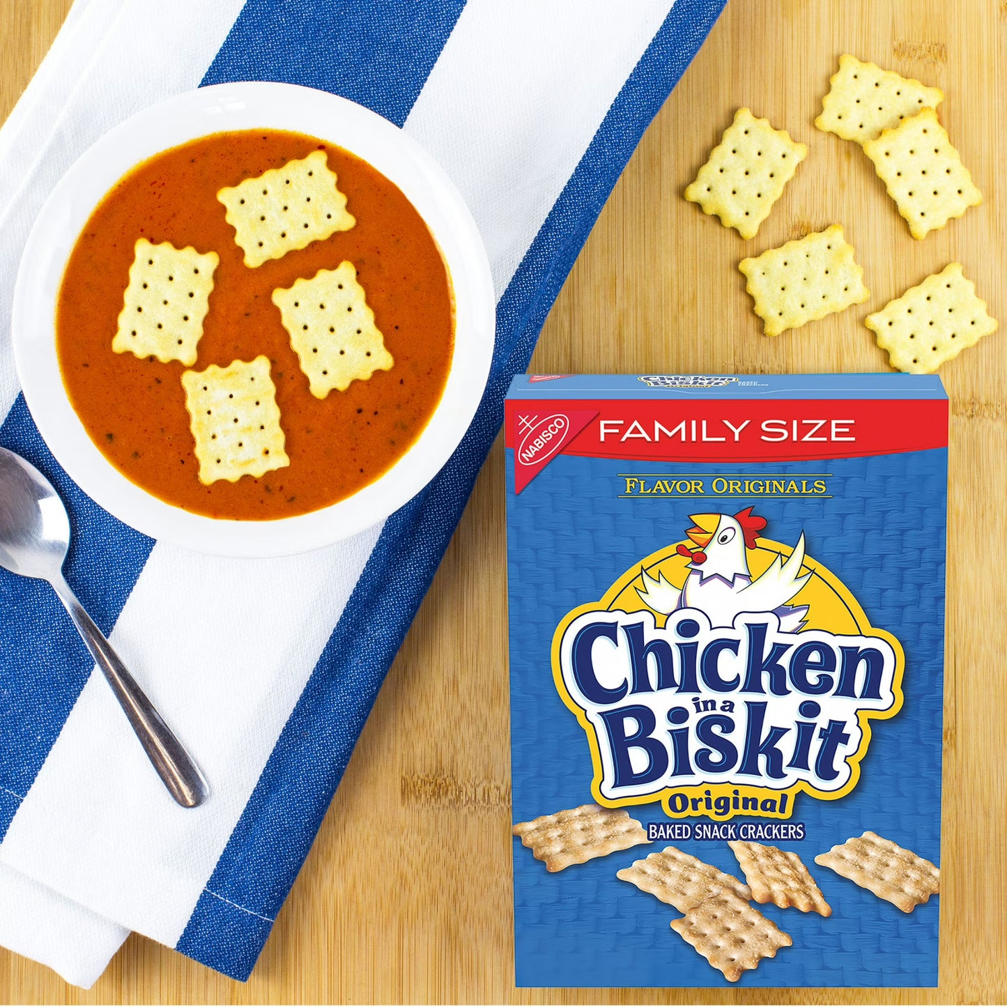CHICKEN IN A BISKIT Original Baked Snack Crackers, Lunch Snacks, Family Size, 12 oz