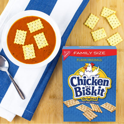 CHICKEN IN A BISKIT Original Baked Snack Crackers, Lunch Snacks, Family Size, 12 oz