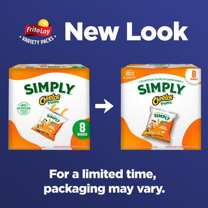 Cheetos Simply Puffs Cheese White Cheddar Flavored Snacks, 8 Count
