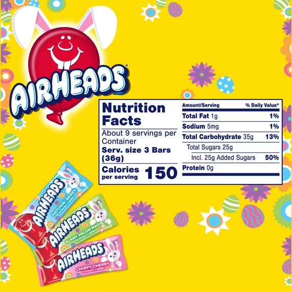 Airheads Candy, Variety Bag, Individually Wrapped Assorted Easter Mini Bars, Party, Non-Melting, 12oz (1 Bag)
