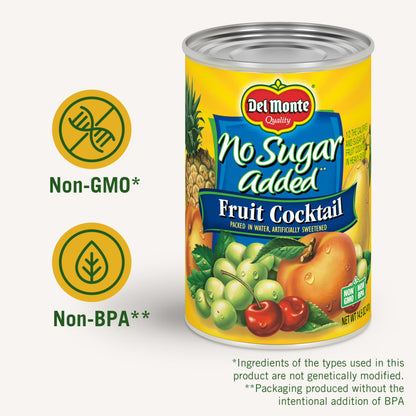 (12 pack) Del Monte No Sugar Added Mixed Fruit Cocktail, Canned Fruit, 14.5 oz Aluminum Can
