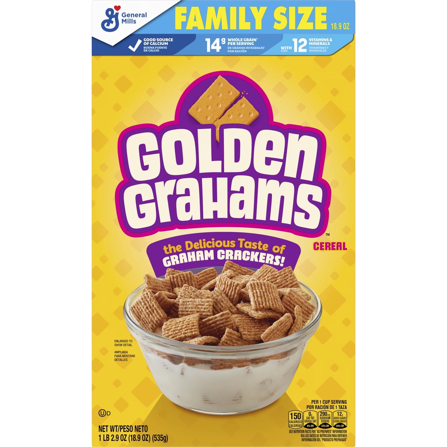Golden Grahams Breakfast Cereal, Graham Cracker Taste, Family Size, 18.9 oz