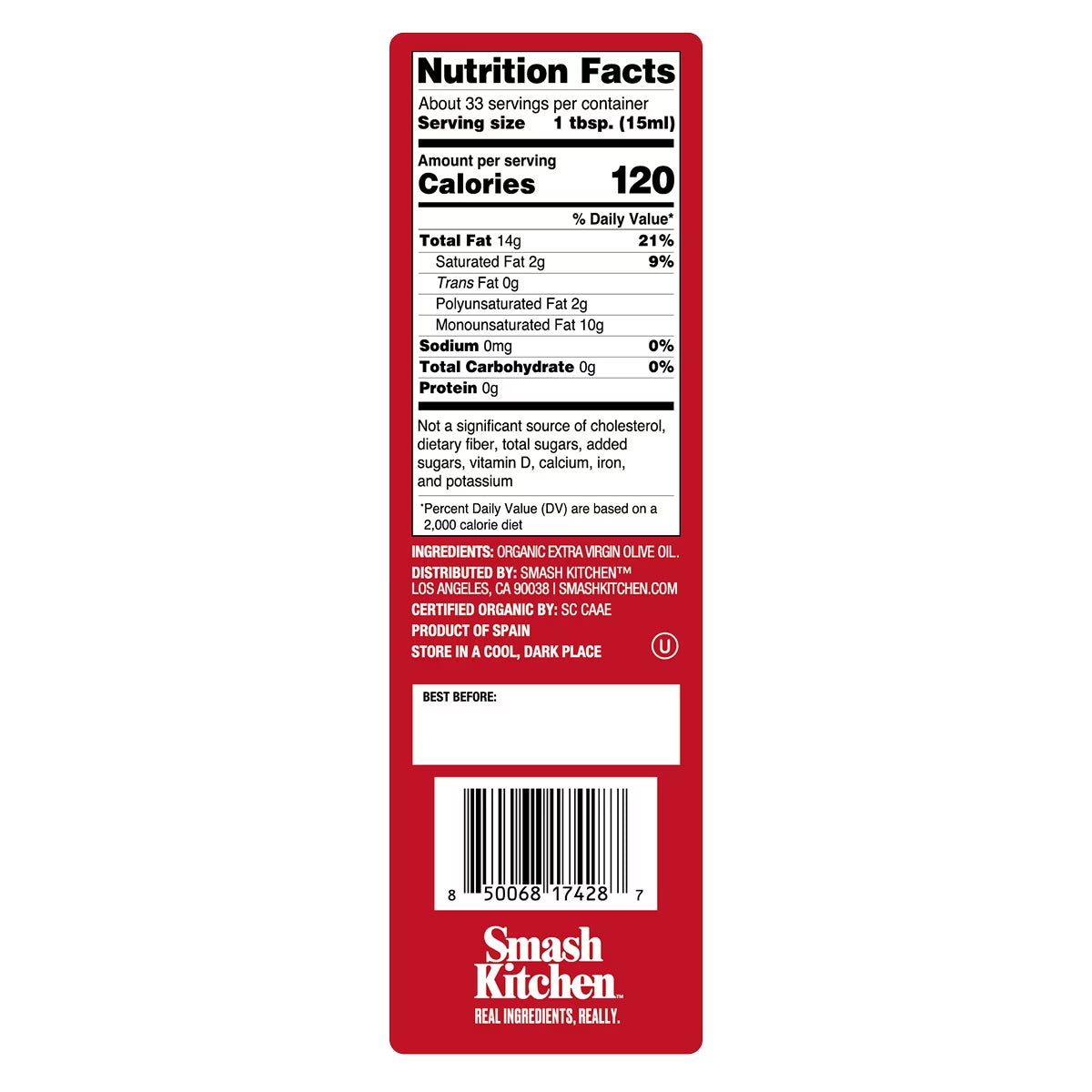 Smash Kitchen Organic Robust Extra Virgin Olive Oil, 16.9 fl oz
