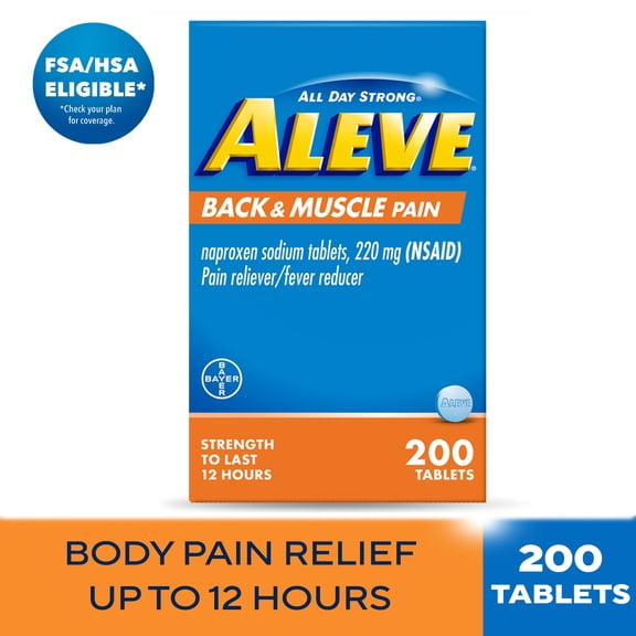 Aleve Back & Muscle Pain Reliever Naproxen Sodium Tablets, 200 Count