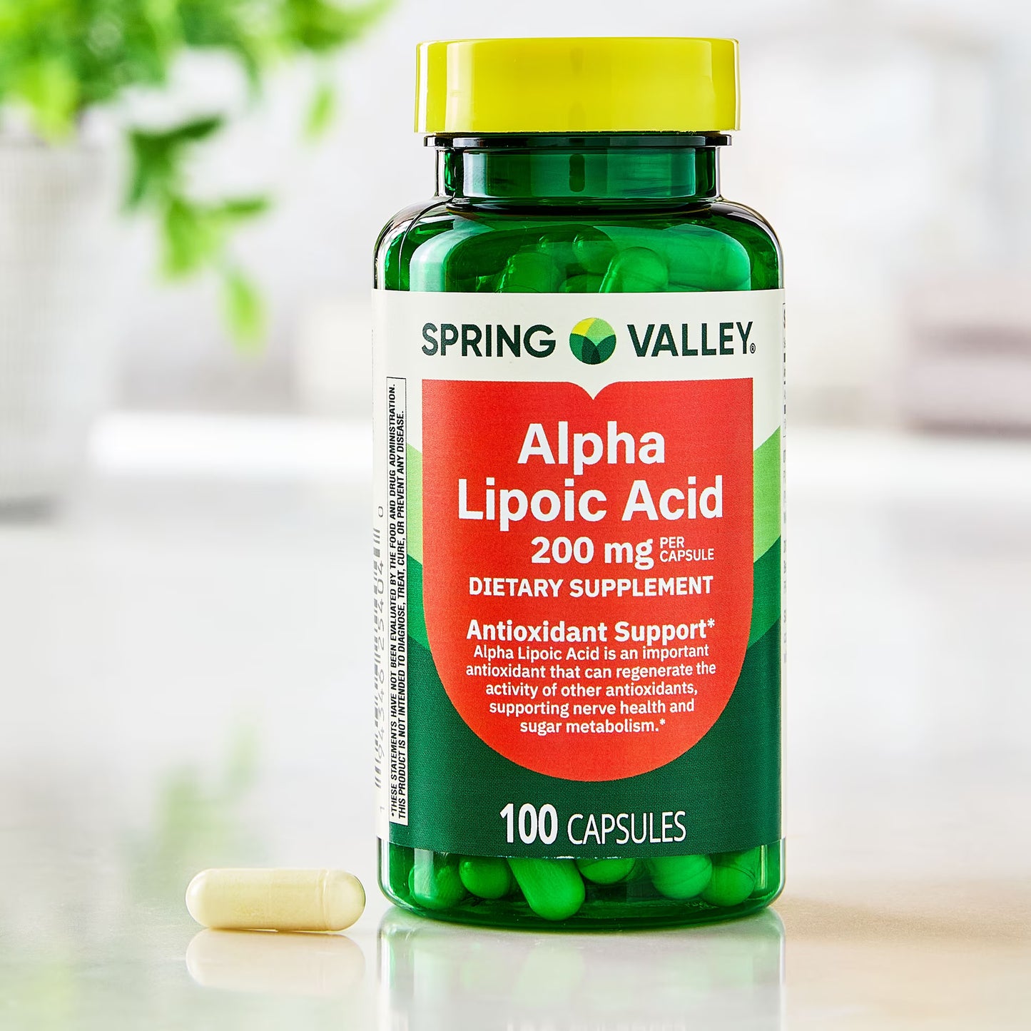 (2 pack) Spring Valley Alpha Lipoic Acid, Antioxidant Support, Dietary Supplement, 200mg Capsule, 100 Count