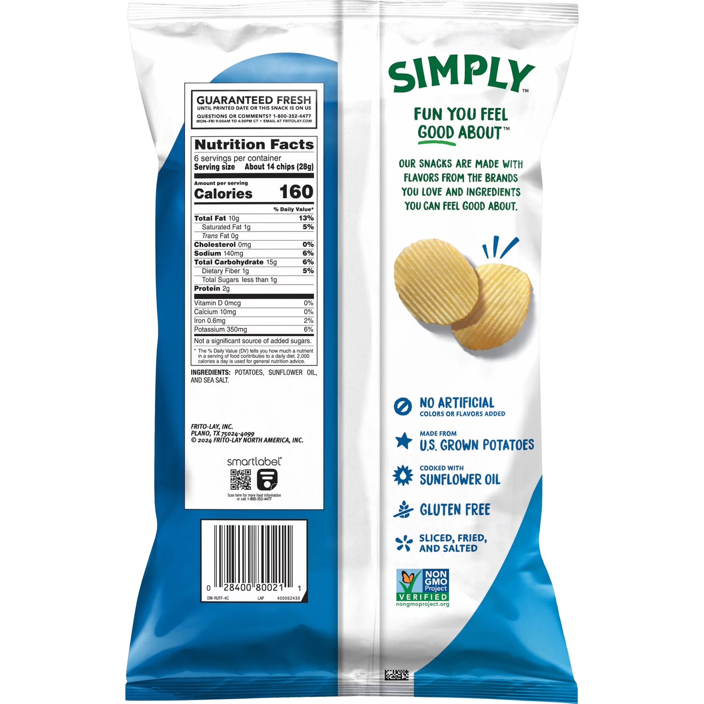 Simply Ruffles Sea Salt Potato Chips , 6 oz