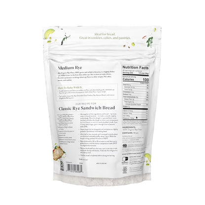 King Arthur Baking Company USDA Organic, Non-GMO Project Verified Classic Medium Rye Flour, 3 lb Bag