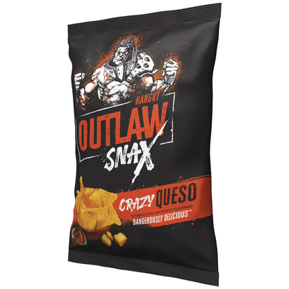 Outlaw Snax Crazy Queso Flavored Tortilla Snack Chips, Family Size 10 Ounce Bag