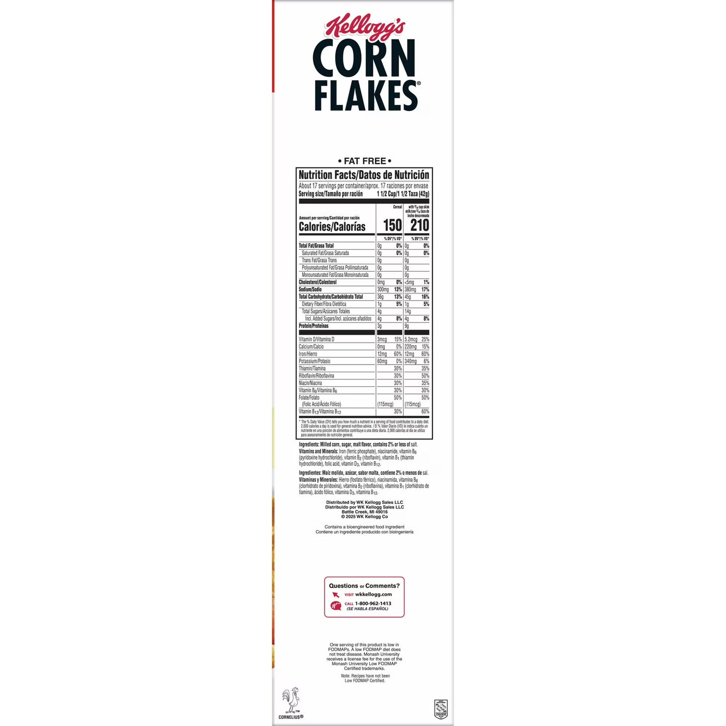 Kellogg's Corn Flakes Original Breakfast Cereal Mega Size Box, 25.2 oz