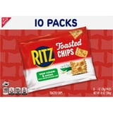 RITZ Toasted Chips Sour Cream and Onion Crackers, Lunch Snacks, 10 Snack Packs