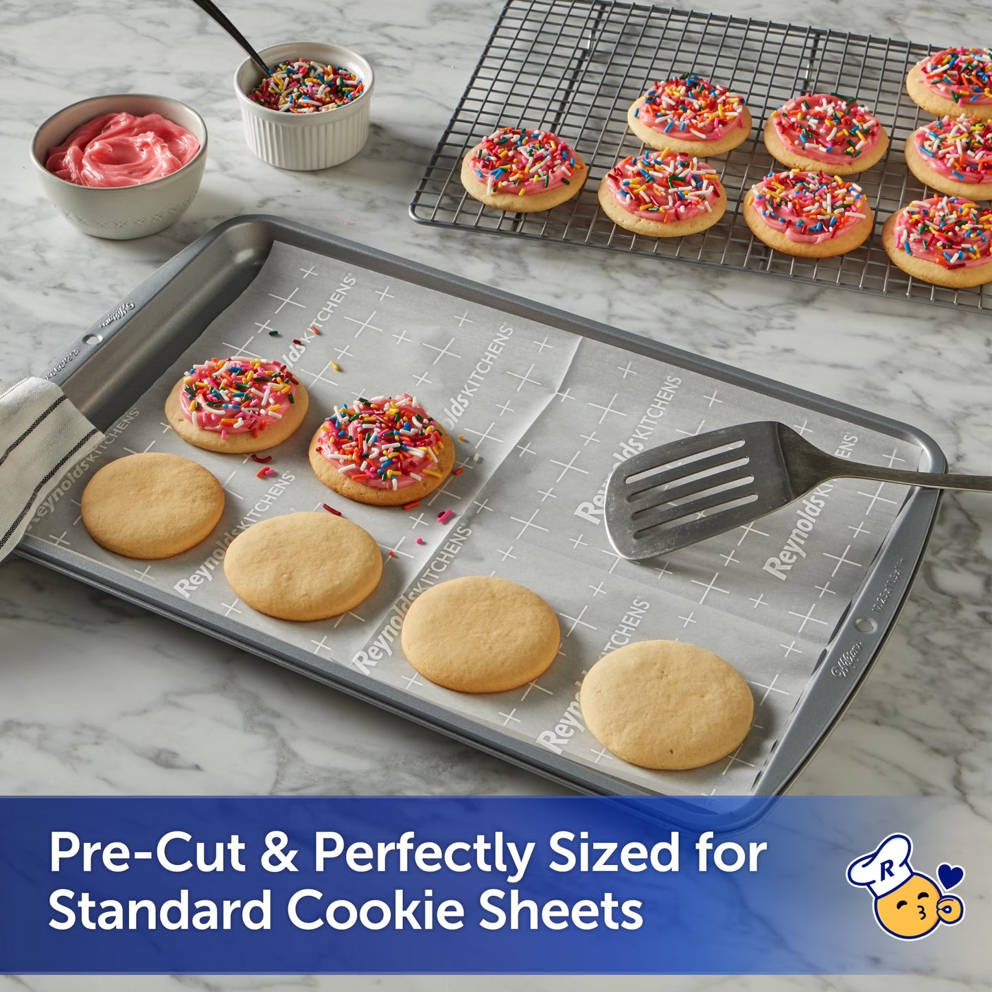 Reynolds Kitchens Cookie Baking Sheets, Pre-Cut Parchment Paper Sheets, 12 in x 16 in, 25 Count