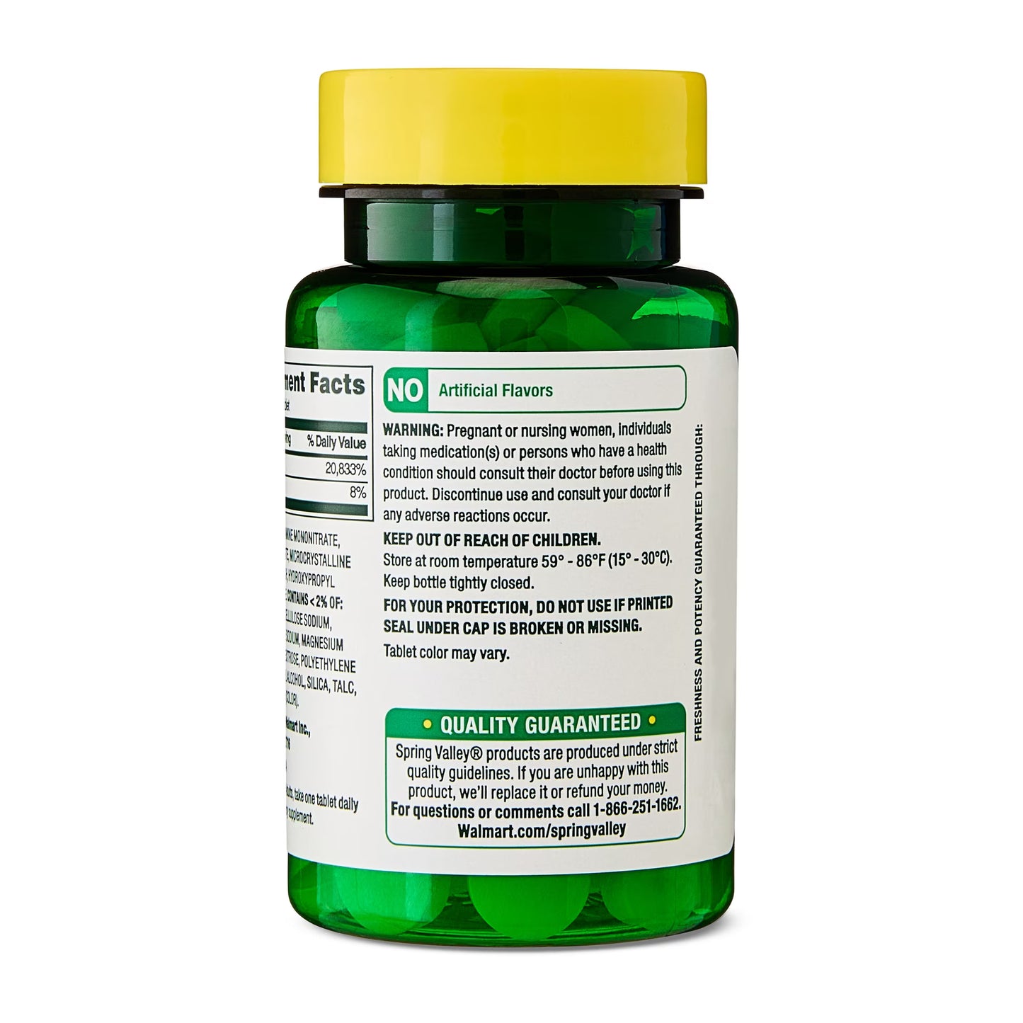 Spring Valley Vitamin B1 Supplement Tablets for Metabolism Support, 250 mg, 100 Count