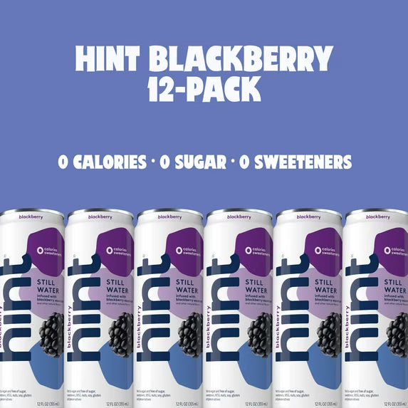 Hint Canned Water, Blackberry-Purified Flavored Water with Zero Calories, Natural Flavors, and Sugar Free - 12 Fl Oz Cans (Pack of 12)