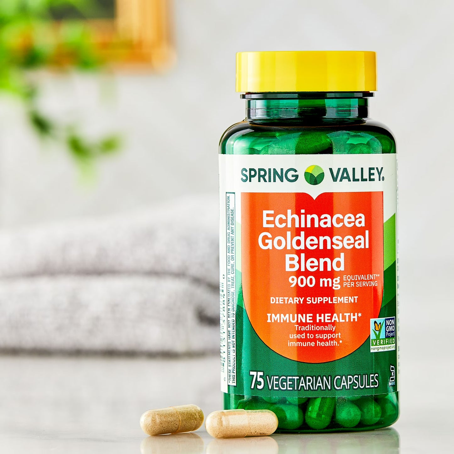 (3 pack) Spring Valley Echinacea Goldenseal Blend Dietary Supplement, 900 mg, 75 Vegetarian Capsules