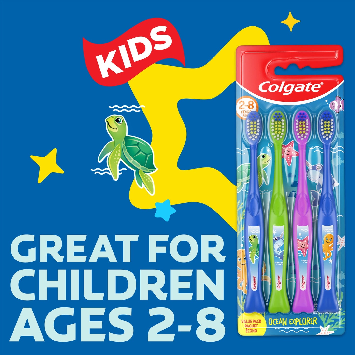 (3 pack) Colgate Ocean Explorer Extra Soft Kids Toothbrush Pack, 4 Count