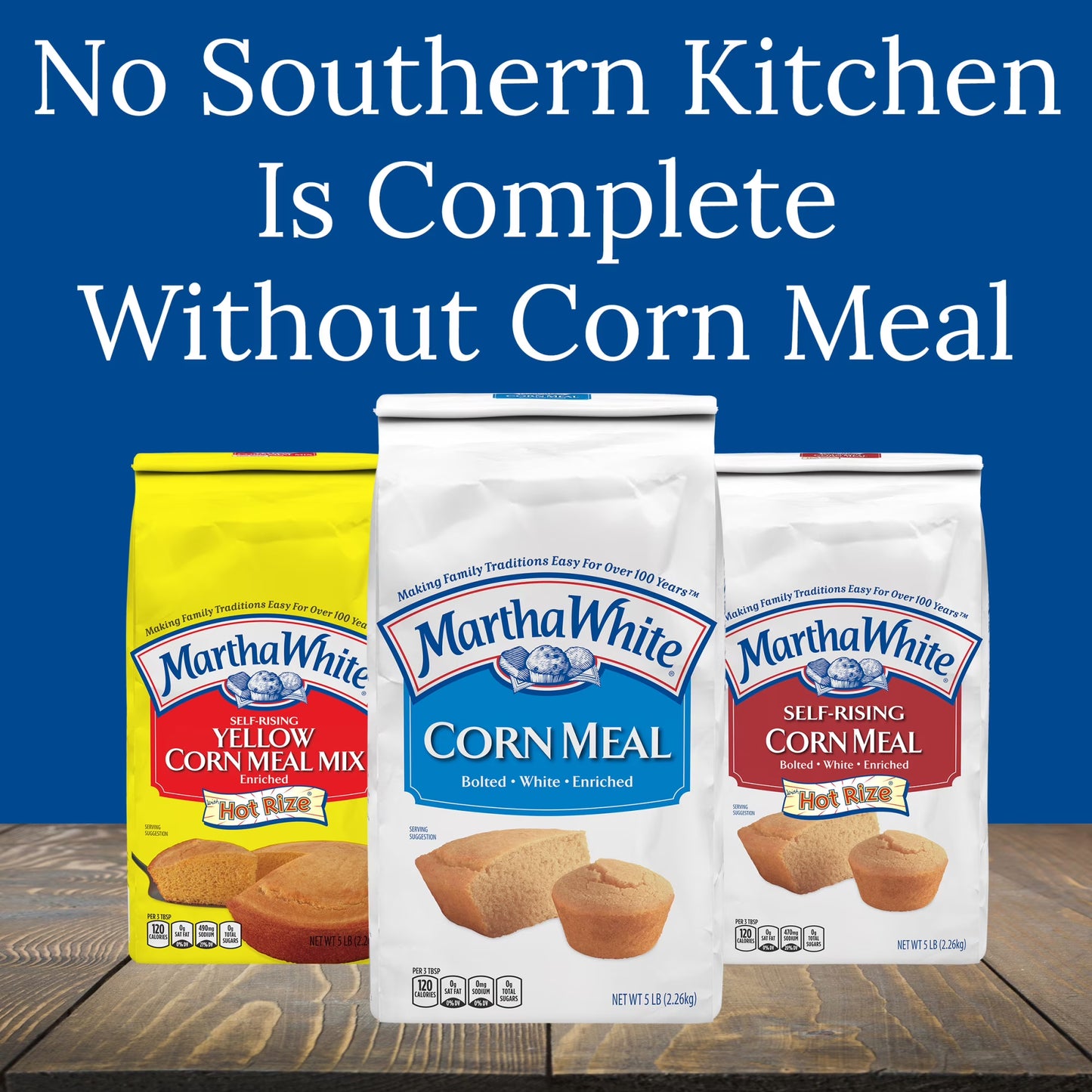 Martha White Self Rising Corn Meal Mix with Hot Rize, 2 Lb Bag