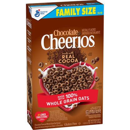 Chocolate Cheerios, Heart Healthy Gluten Free Breakfast Cereal, Family Size, 19.2 oz