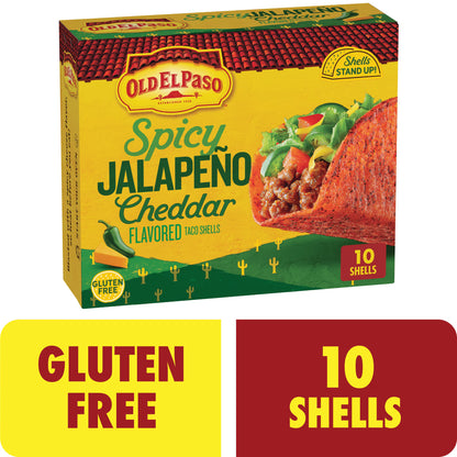 (3 pack) Old El Paso Spicy Jalapeno Cheddar Flavored Stand 'N Stuff Taco Shells, 10 Count, 5.4 oz
