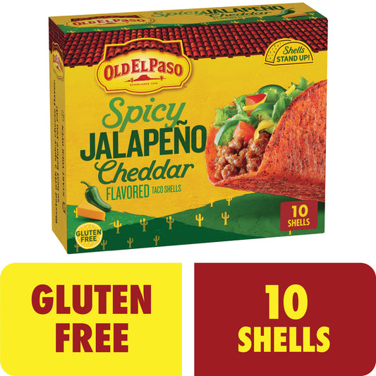 (3 pack) Old El Paso Spicy Jalapeno Cheddar Flavored Stand 'N Stuff Taco Shells, 10 Count, 5.4 oz