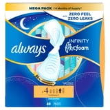 Always Infinity FlexFoam Pads, Size 4, Overnight, Wings, Unscented, 48 Count