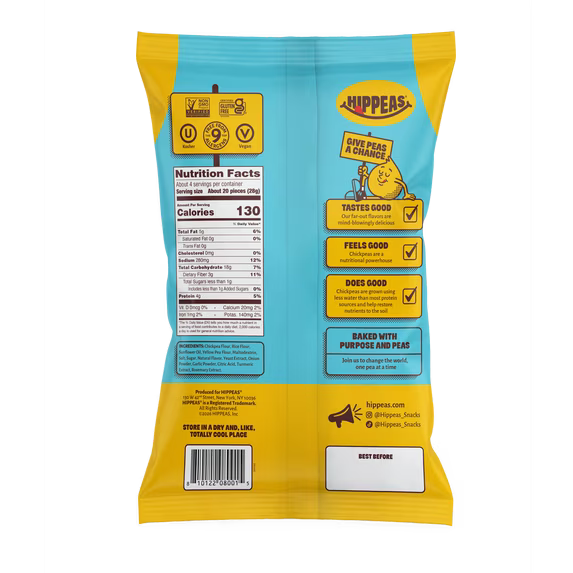 HIPPEAS Chickpea Puffs, Groovy White Cheddar, Gluten Free, Dairy Free, 4g Protein, 4 oz