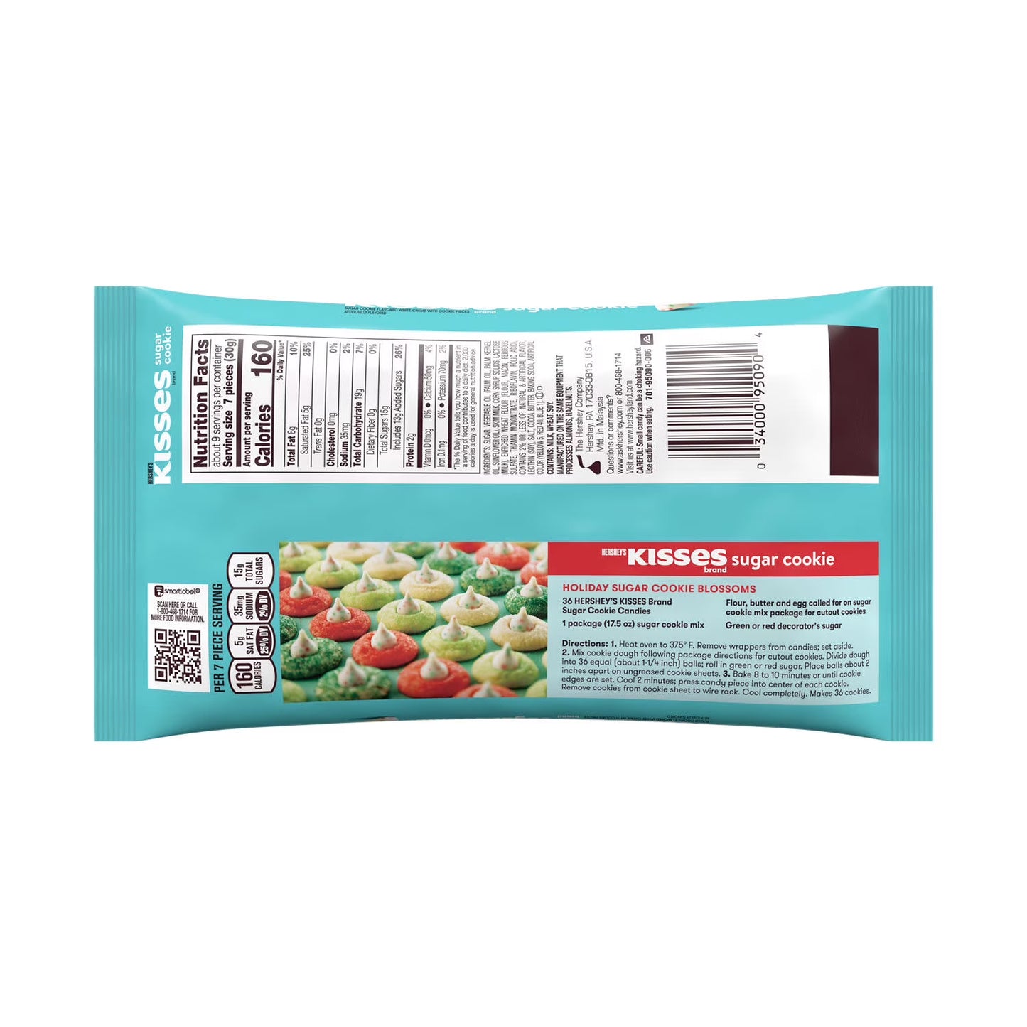 Hershey's Kisses Sugar Cookie Flavored Christmas Candy, Bag 9 oz