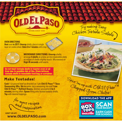 (10 pack) Old El Paso Tostada Shells, Gluten Free, Meal Prep, 12 Ct, 4.5 oz