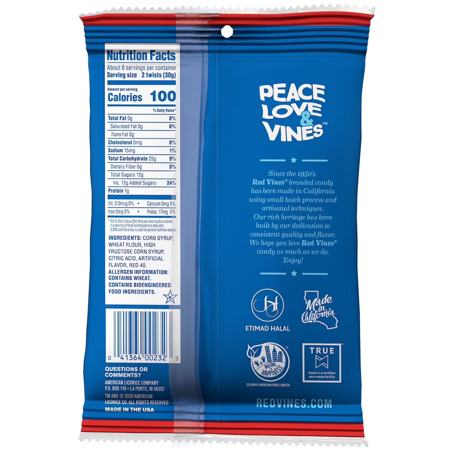 Red Vines Jumbo Twists, Original Red Candy, 8oz Bag