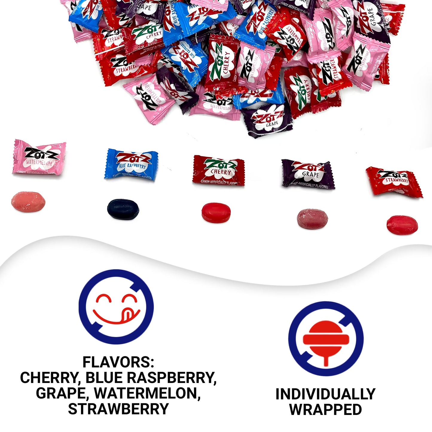 Zotz Fizzy Candy Variety Pack Assorted Flavors 135 Count 1.5 Pounds