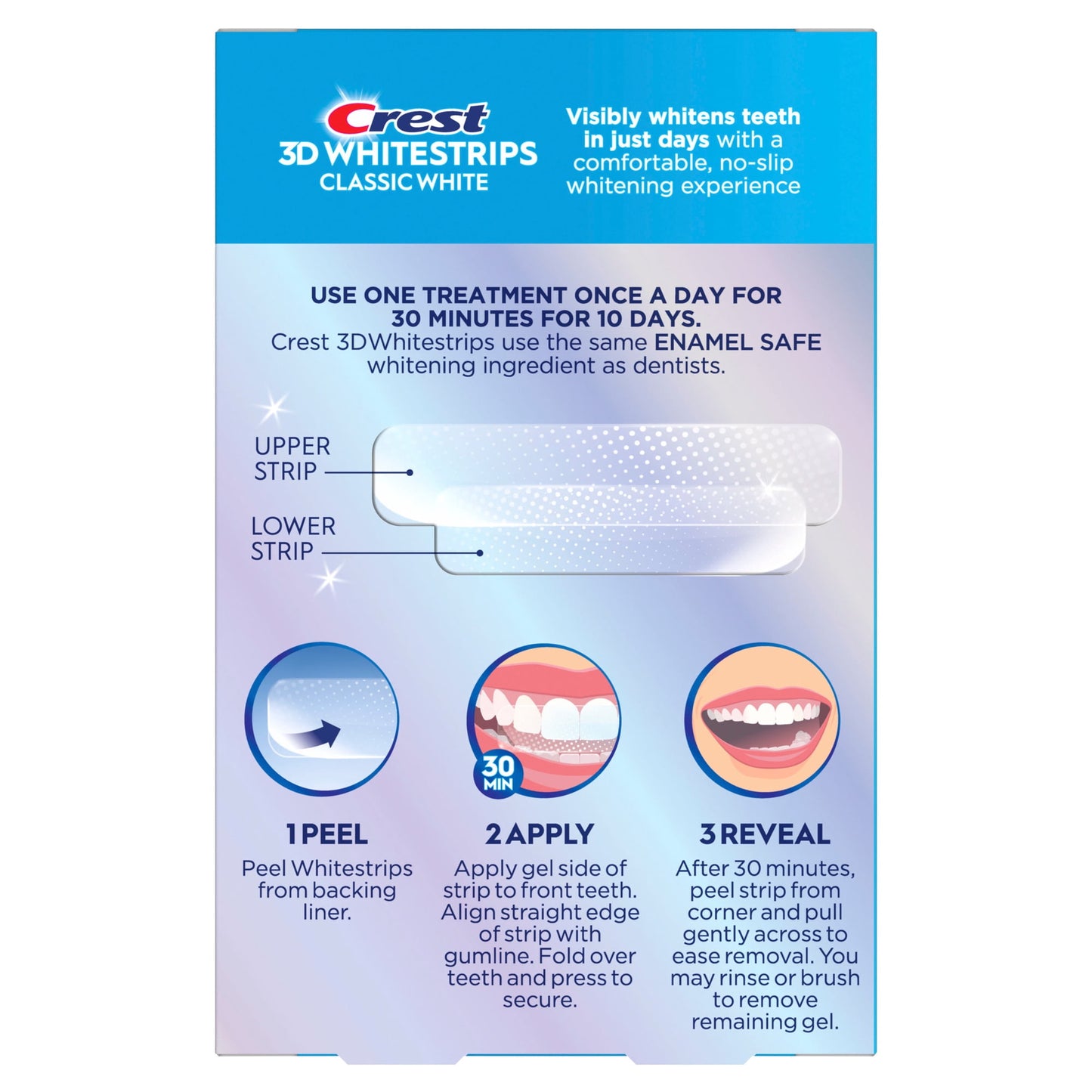 Crest 3DWhitestrips Classic White Teeth Whitening Kit, 10 Count